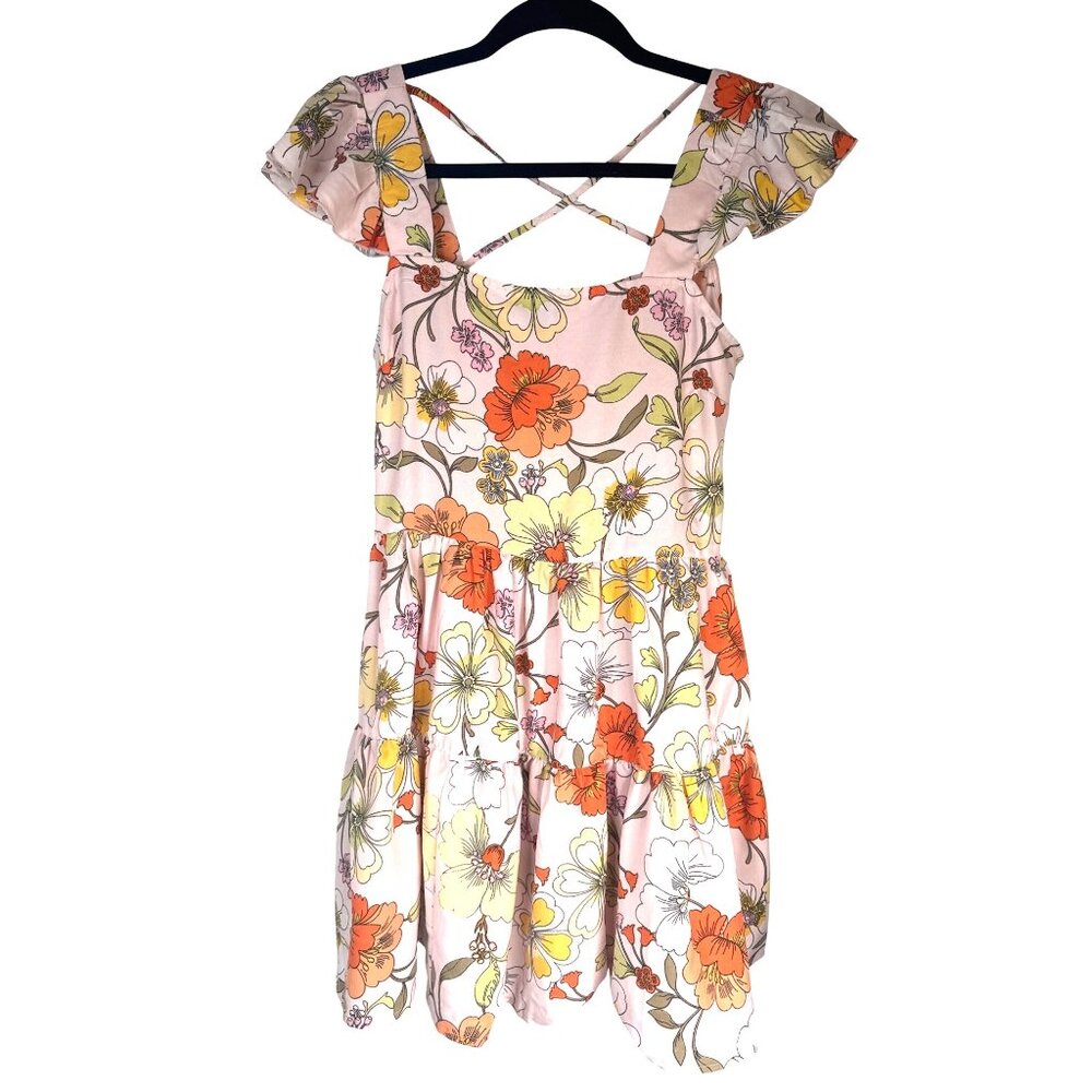 2/$30 NWT XS Lottie & Holly Floral Summer Dress Pink & Yellow